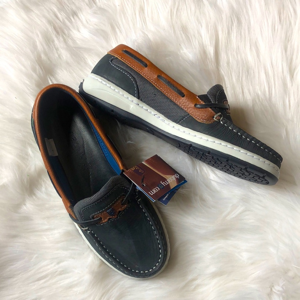 NWT Dubarry Barbados denim tan slip on deck shoes